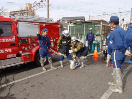 羽津、富田、富洲原分団連携訓練2