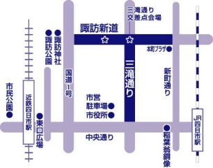 三滝通りと諏訪新道の地図