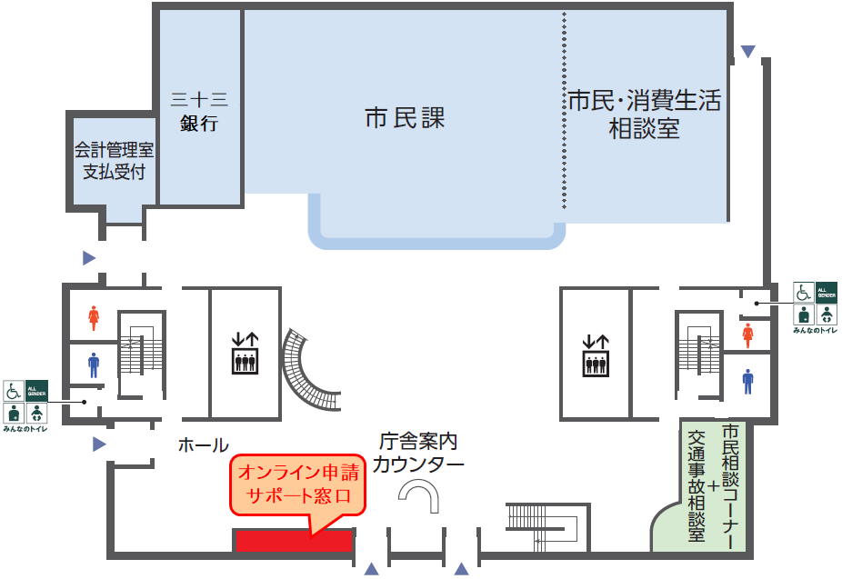 本庁舎１回配置図