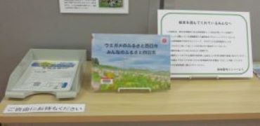 展示されている絵本「ウミガメのふるさと四日市 みんなのふるさと四日市」
