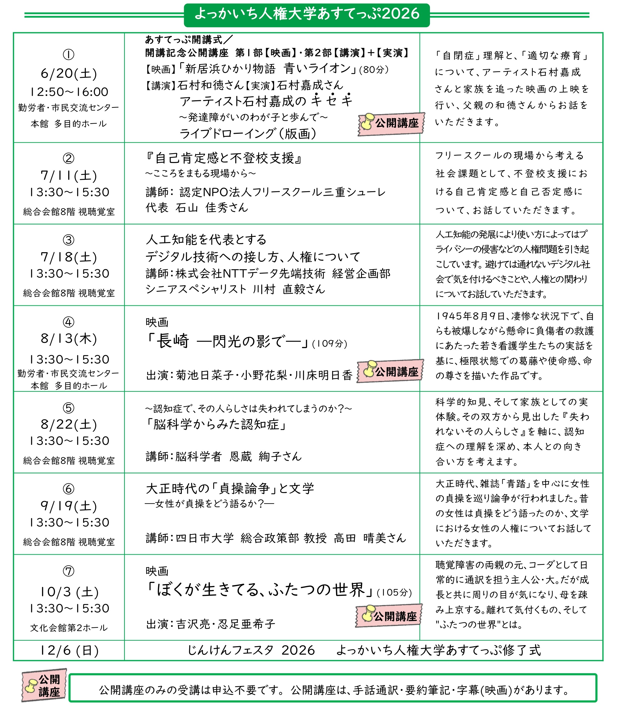 あすてっぷ2026　開催内容